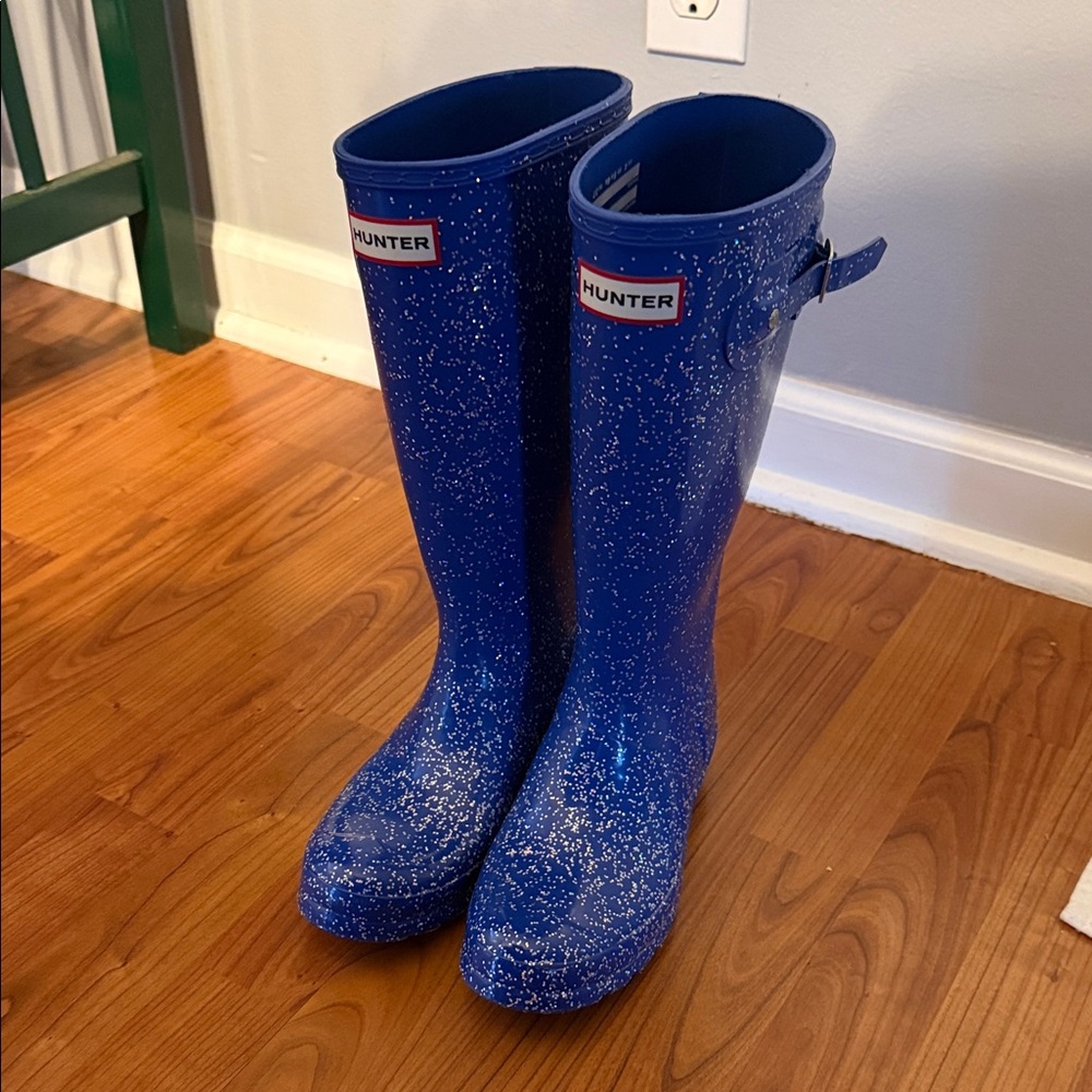 Hunter Sparkling Blue Rain Boots